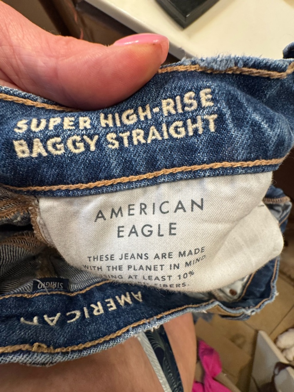 American Eagle Outfitters Medium Blue Baggy Straight-Leg Jeans - Picture 3 of 4